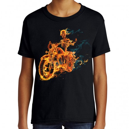 Koszulka z płonącym szkieletem na motor t-shirt czaszka horror