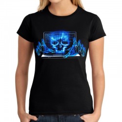 koszulka z czaszka dla informatyka hakera t-shirt mroczny damski