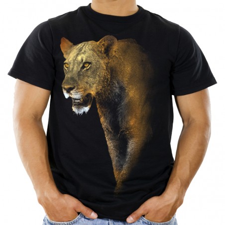 koszulka z lwicą lwem męska z nadrukiem motywem dziekiego kota lwa t-shirt