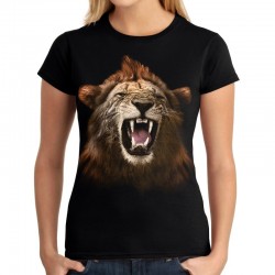 koszulka damska z dzikim lwem kotem ryczącym głowa lwa t-shirt