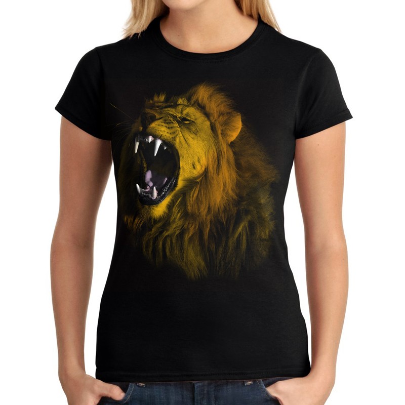 koszulka damska z groźnym lwem głową lwa t-shirt