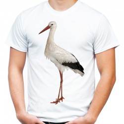 koszulka męska z bocianem polska patriotyczna ptak ojczyzna wiosna dziecko
