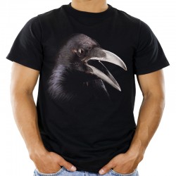 koszulka męska z krukiem czarny ptak mroczny