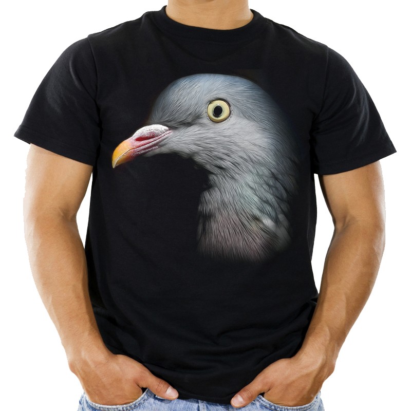 koszulka męska z gołębiem grzywaczem t-shirt ptak nadruk