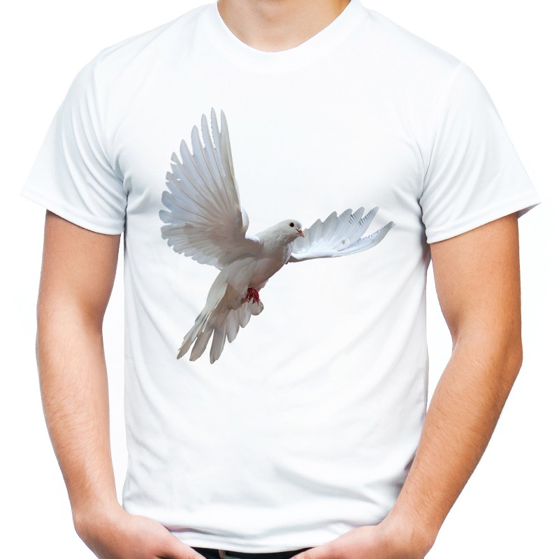 koszulka męska z gołębiem pokoju t-shirt ptak nadruk