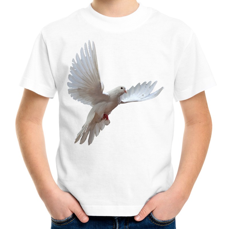 koszulka dziecięca z białym gołębiem ptak pokoju nadruk t-shirt