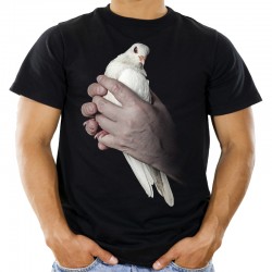 koszulka męska z gołębiem nadruk ptak pokoju t-shirt