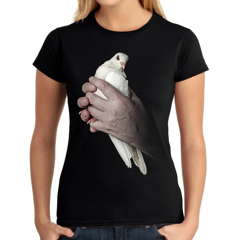 koszulka z gołębiem damska t-shirt nadruk pokoju