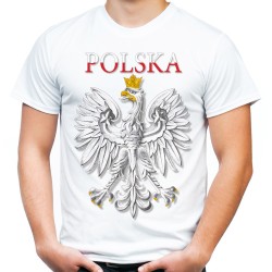 Koszulka z orłem napisem nadrukiem Polska dla kibica na mecz euro t-shirt narodowy męska
