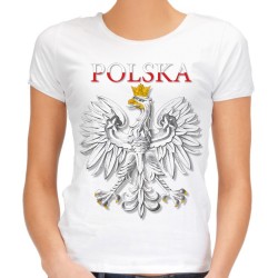 koszulka z orłem napisem nadrukiem polska damska narodowa na mecz euro dla kibica prezent