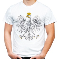 koszulka męska z orłem białym narodowa patriotyczna dla kibica z nadrukiem motywem