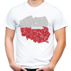 koszulka mapa polski nazwy miast t-shirt biało czerwony narodowy patriotyczny