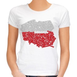 koszulka z mapą Polski damska ojczyzna patriota flaga miasta