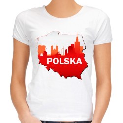 koszulka damska z mapą Polski ojczyzna patriota biało czerwona