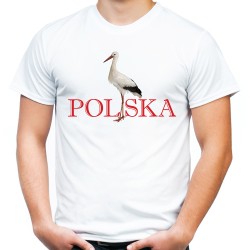 Koszulka Polska z Bocianem męska ptakiem pamiątka z polski