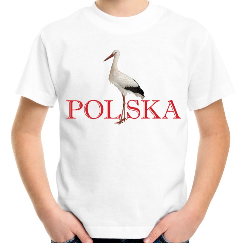 Koszulka Polska z bocianem dziecięca t-shirt pamiątka z Polski