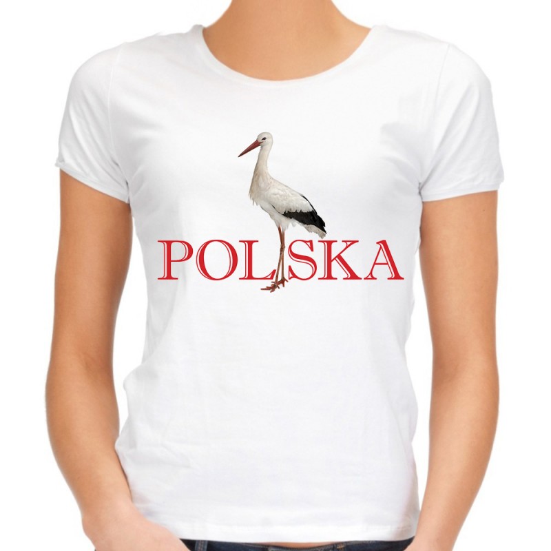 koszulka damska z bocianem narodowa patriotyczna Polska