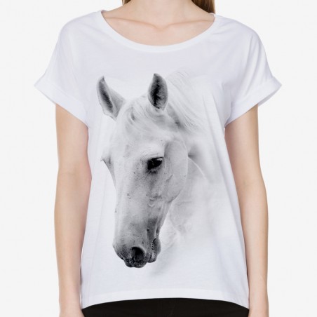 luźna bluzka z głową konia koszulka z koniem z nadrukiem motywem konia