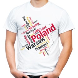 koszulka mapa polski z nazwami miast t-shirt męski