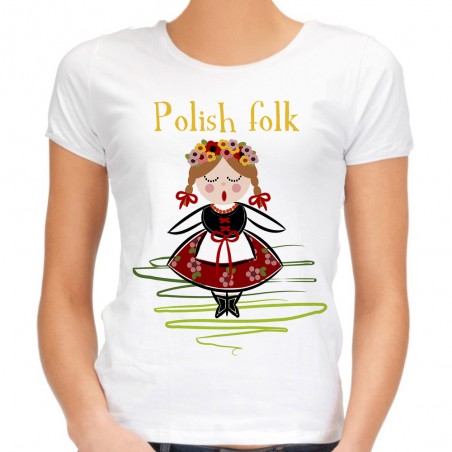 Koszulka polish folk ludowa damska t-shirt łowicka
