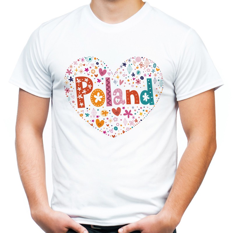 Koszulka z sercem Poland ludowa folkowa folk Polska patriotyczna t-shirt pamiątka z polski