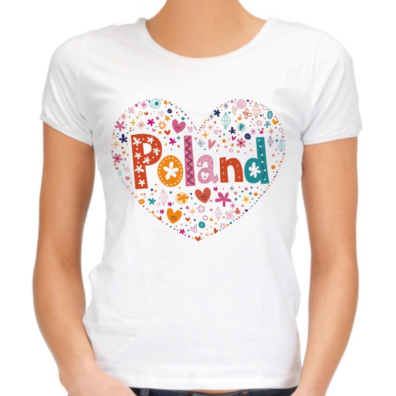 Koszulka z sercem Poland ludowa polska folkowa pamiątka z polski