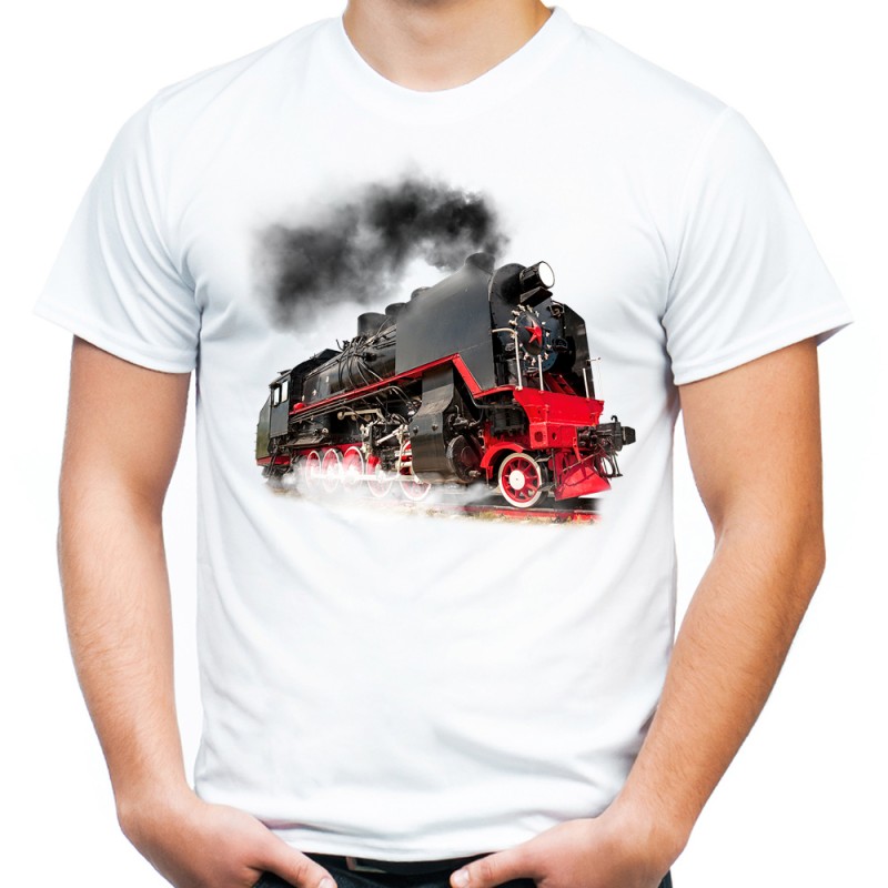 koszulka z parowozem lokomotywą pociągiem na prezent dla kolejarza maszynisty pracownika kolei t-shirt