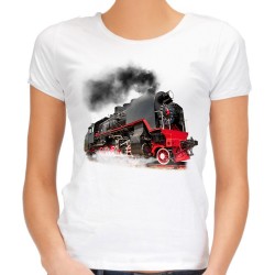 koszulka z lokomotywą parowozem pociągiem damska prezent dla maszynisty pracownika fana kolei t-shirt