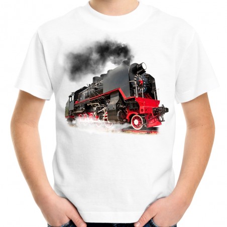 koszulka dziecięca z pociągiem lokomotywą parową parowozem dla małego fana miłośnika kolei na prezent t-shirt
