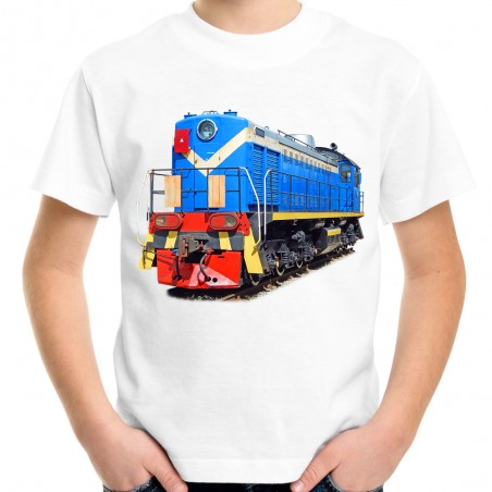 koszulka z lokomotywą pociągiem dziecięca dla małego fana miłośnika kolei na prezent t-shirt
