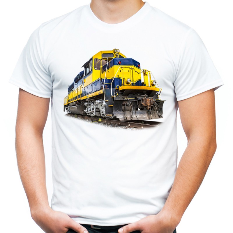 koszulka z pociągiem lokomotywą ciuchcią męska na prezent dla kolejarza maszynisty pracownika kolei